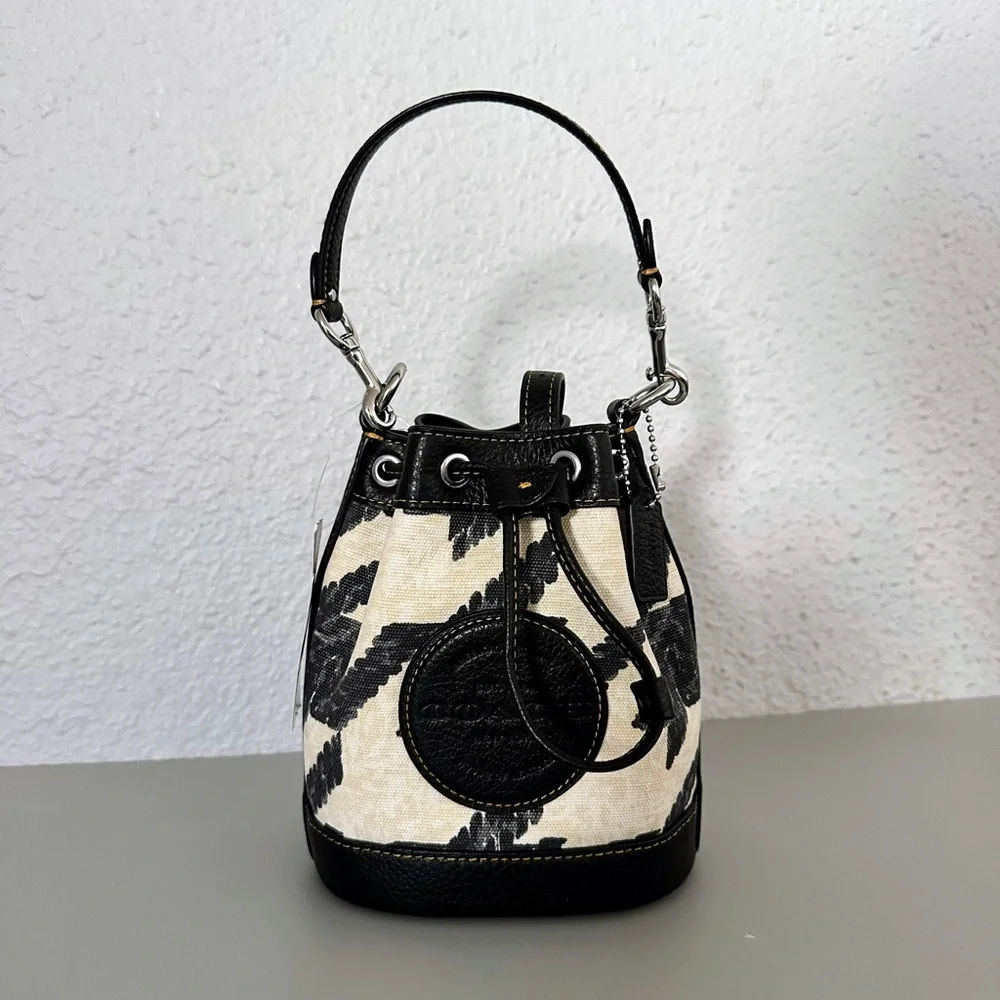 NWT COACH Mini‎ Dempsey Bucket Bag With Houndstooth Print And Patch
